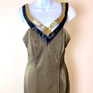 Dollar USA Gold Metallic Gown Cocktail Dress Small Vintage